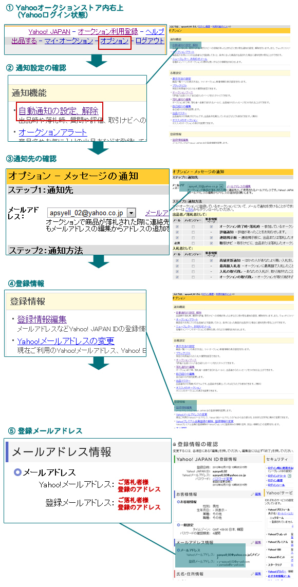 メールアドレス確認方法